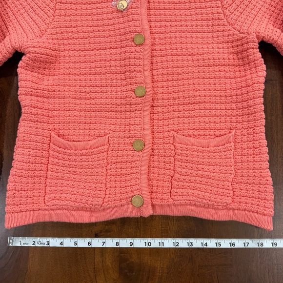 Boston Proper Textured Button Up Lady Cardigan Shell Pink Knit Gold Detail Sz S - Picture 8 of 8